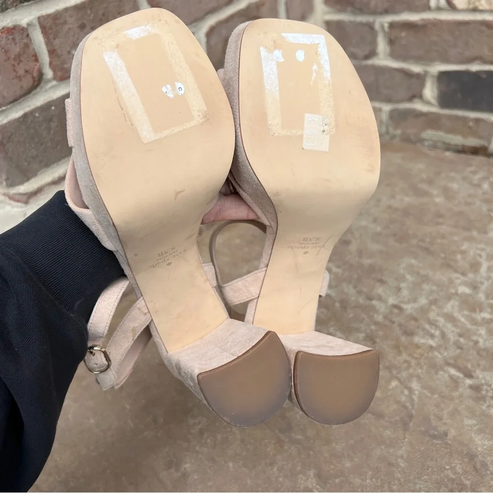 KATE SPADE Delia Platform Sandal Nude Suede  Sz 8.5